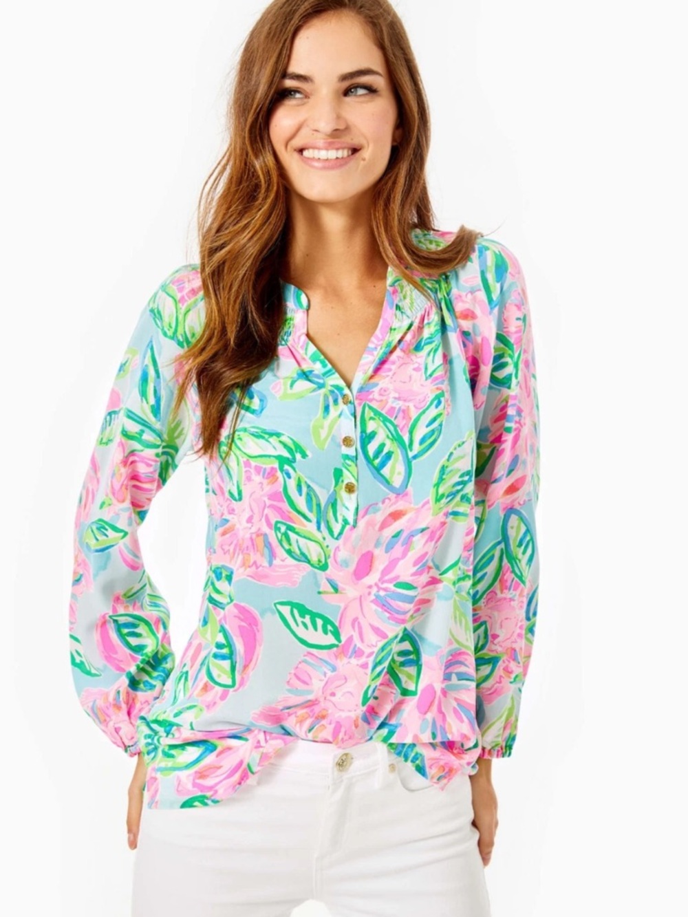 Lilly Pulitzer Elsa Silk Top in Multi Totally Blossom